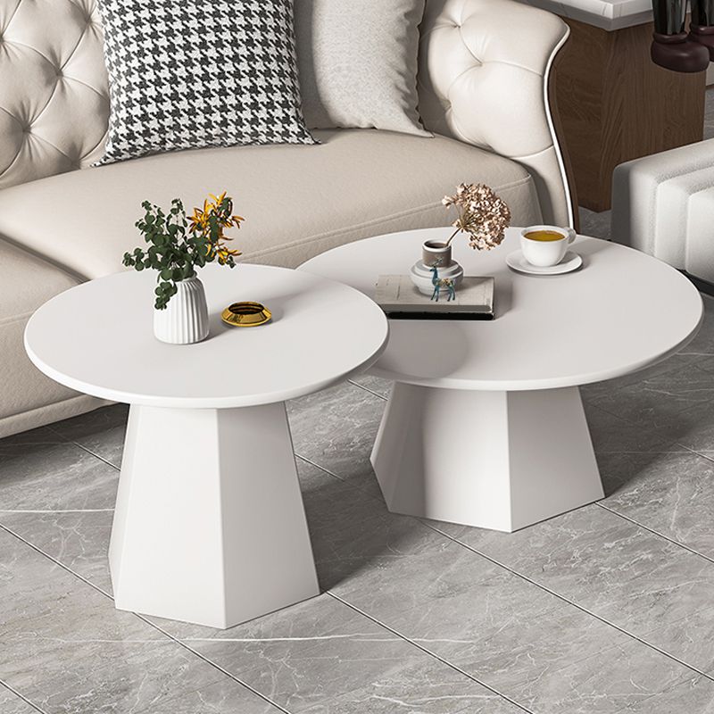 Mid-Century Modern Round Metal Coffee Table Set Pedestal Simple Cocktail Table