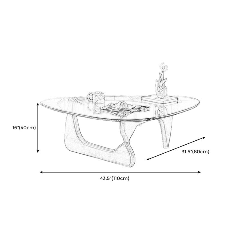 Abstract 1 Single Coffee Table Modern Cocktail Table with Wood Pedestal