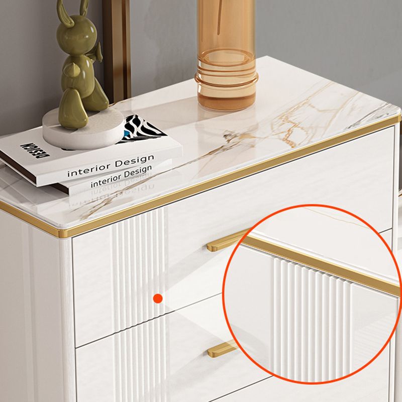 Glam Stone Storage Chest Bedroom 11.8" Wide Chest in White with Drawers