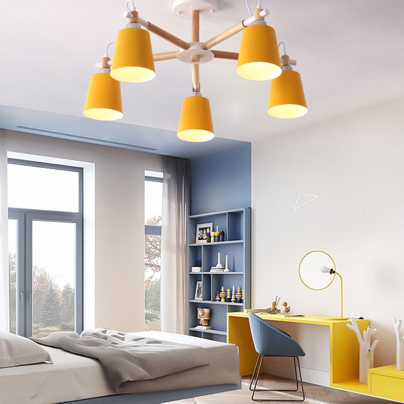 Minimalist Macaron Hanging Light Metal Hanging Chandelier for Sitting Room