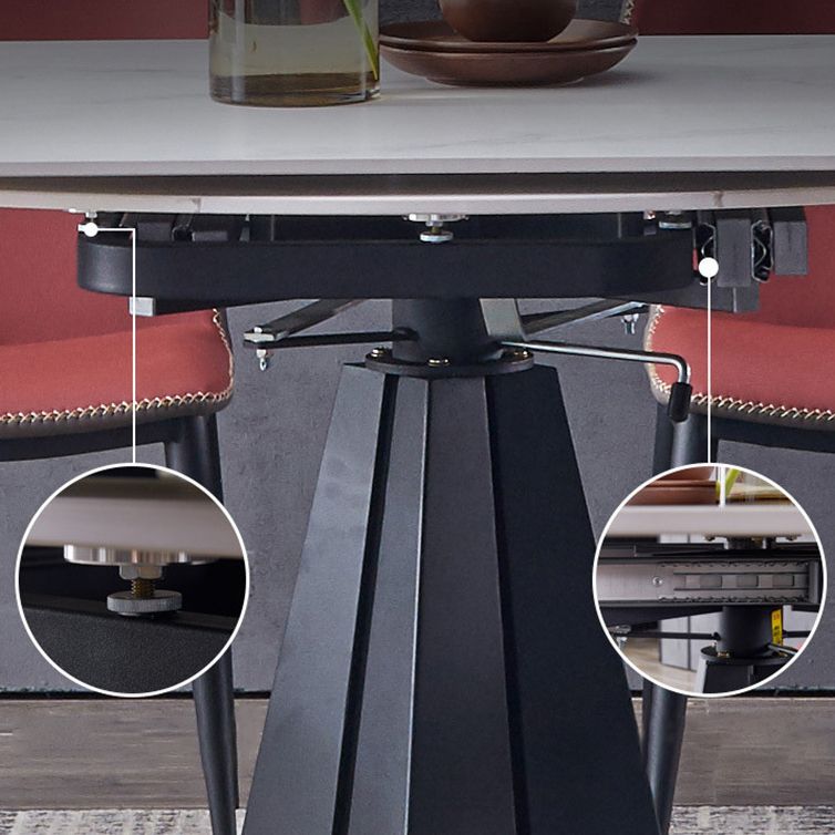 Modern Extendable Stone Dining Table Steel Base Dinner Table for Home