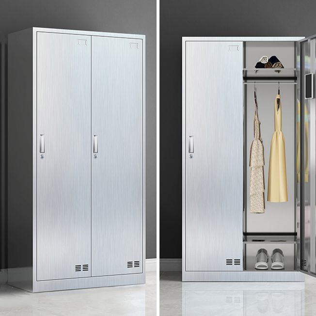 Modern Chrome Storage Cabinet for Bathroom Metal Cabinet with Hinged Doors