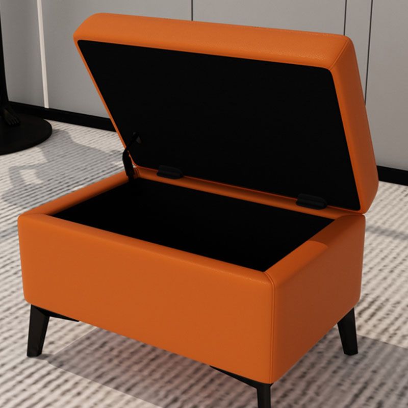 Modern Leather Storage Ottomans Rectangle Storage Ottomans with 4 Legs