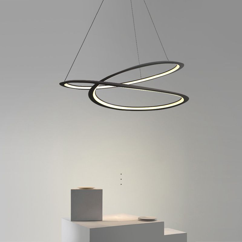Ultra-modern Twisting Hanging Chandelier Metallic Hanging Lamp with Hanging Cord for Restaurant