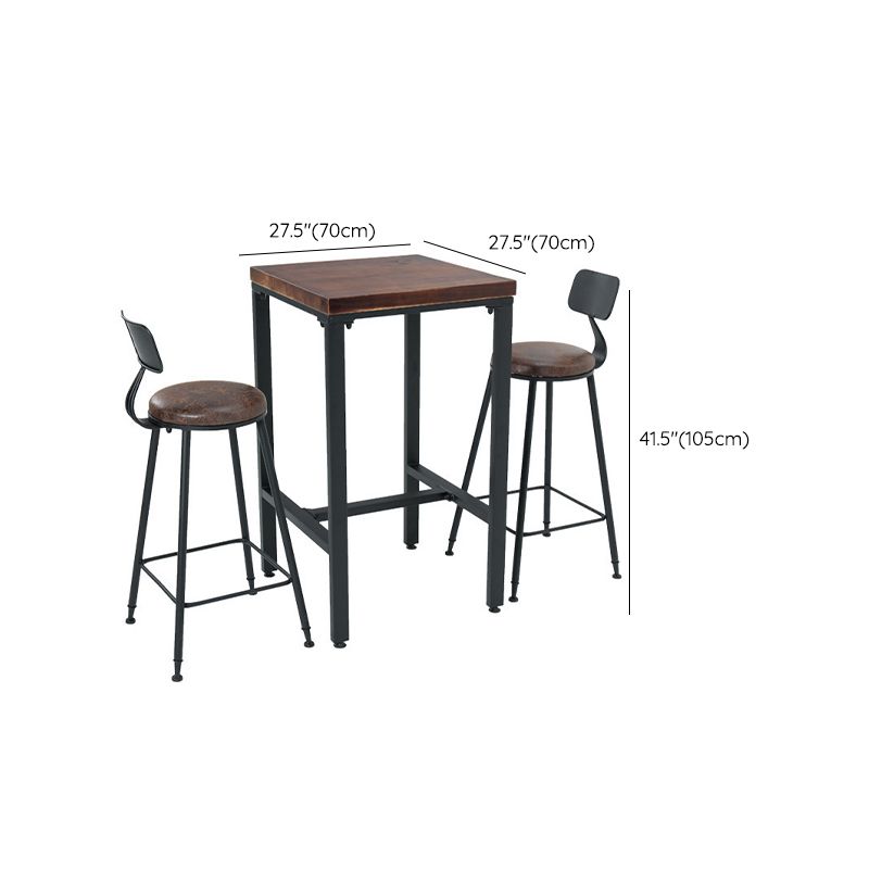 Brown Solid Wood Bar Table Industrial Dining Table for Kitchen Living Room