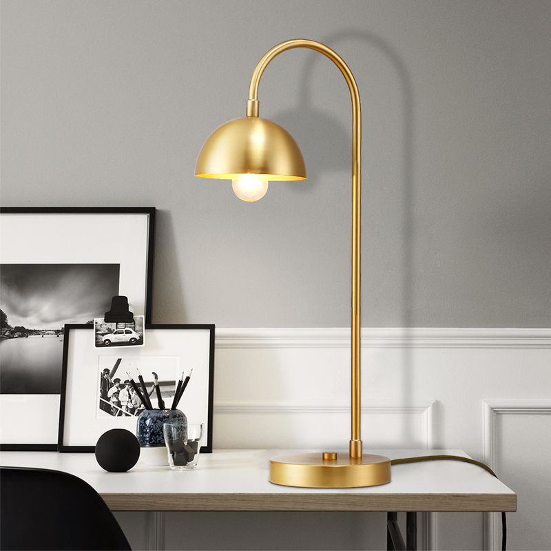 Post-Modern Dome Nightstand Light Metal 1-Head Bedroom Night Table Lamp in Gold