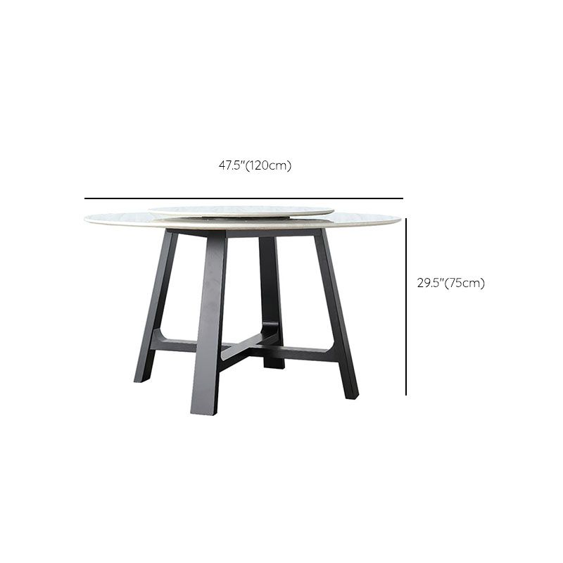 Marble Dining Table Set 1/4/5 Pcs Round Dining Table and Solid Wood Frame Chairs