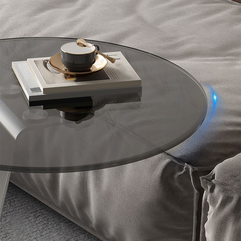 Mid-Century C  Shape Base Round GlassSide Table Luxurious Pedestal End Table