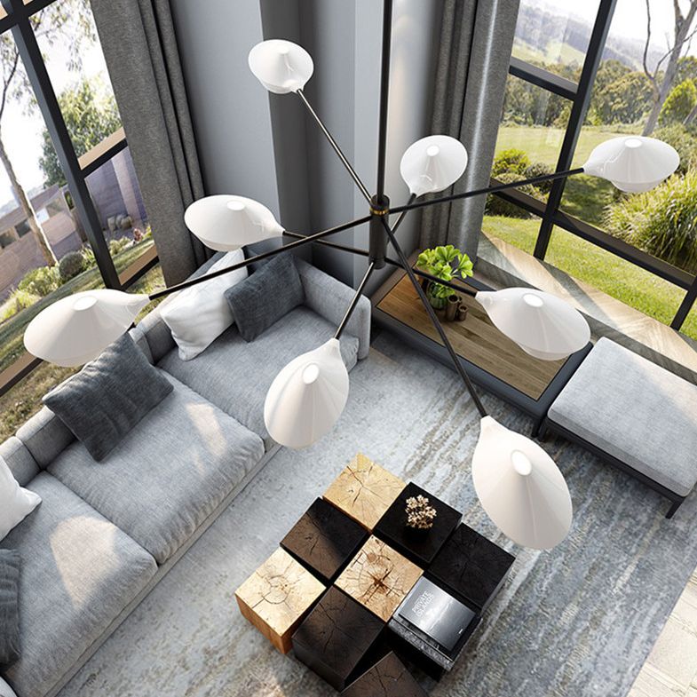 Modern ombreggiata lampadina a lampada in metallo salotto lampadario luce a sospensione