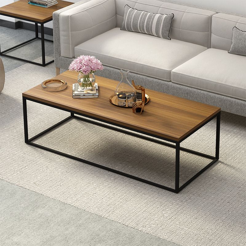 Rectangle Wooden Coffee Table Metal Frame Base Cocktail Table