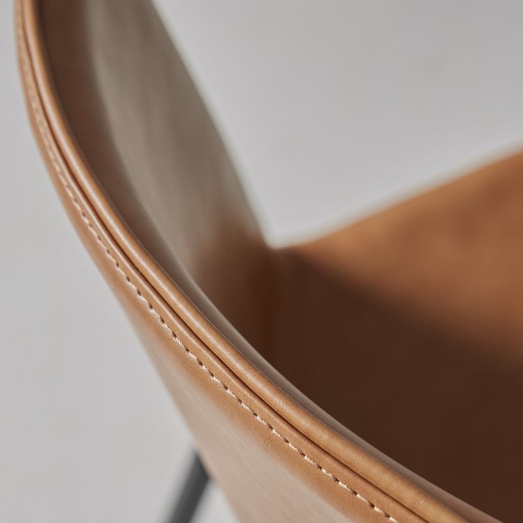 Chaise de salle à manger industrielle en métal, chaises latérales rembourrées sans accoudoirs en cuir pour usage domestique
