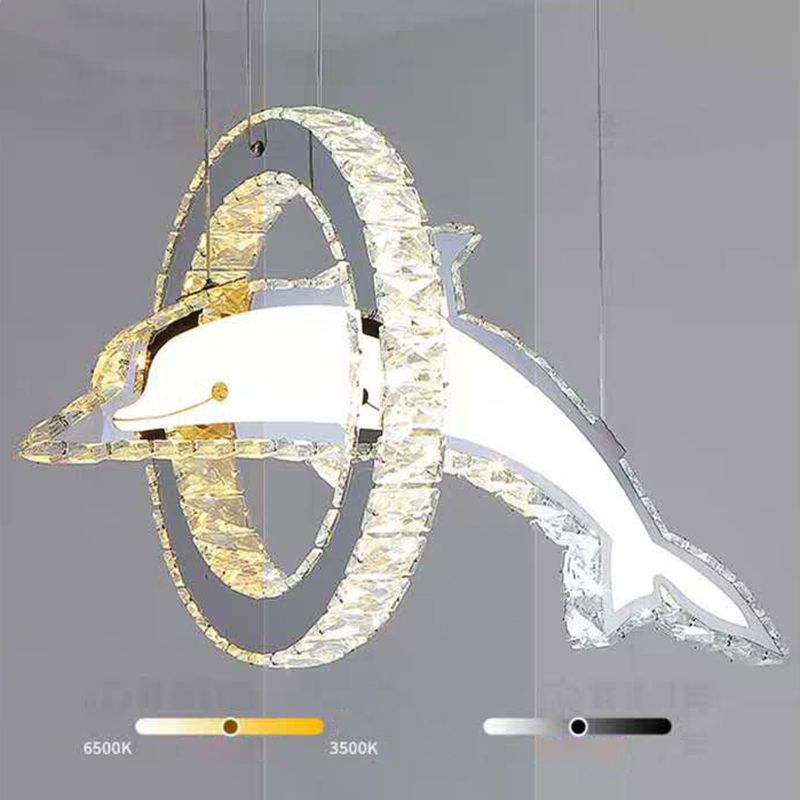 Luz de la isla LED de cristal plateado en moderna luz colgante de acero inoxidable de estilo de lujo para dormitorio