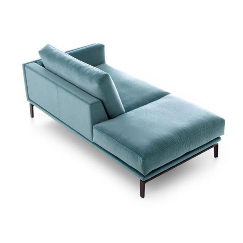 Living Room Chaise Square Arms Modern Chaise Lounge with Velvet Upholster