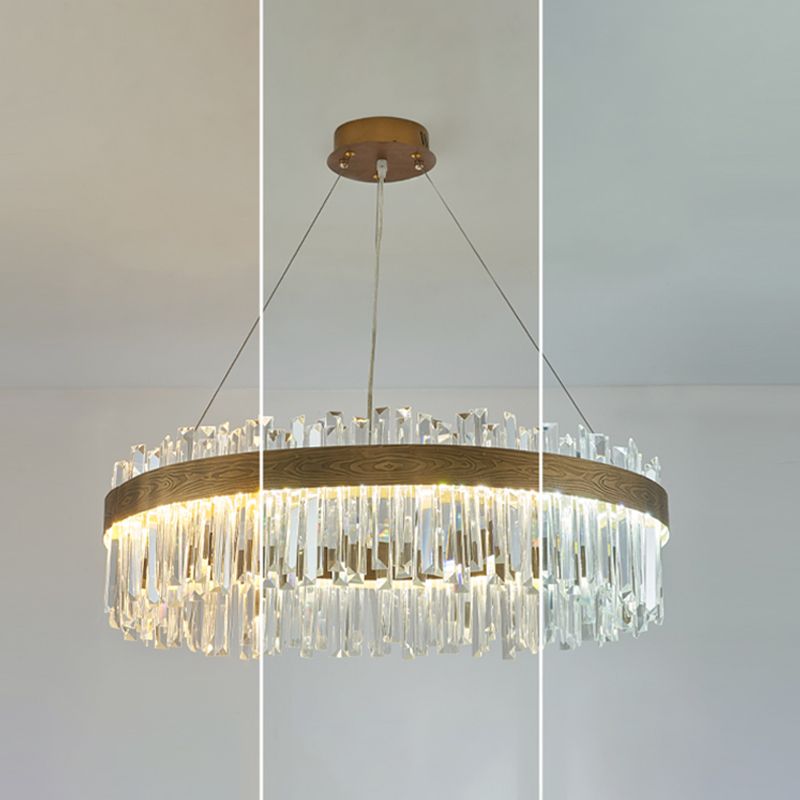 Gold Nordic Modern Lighting Fixtures Crystal Circle Down Lighting Pendant