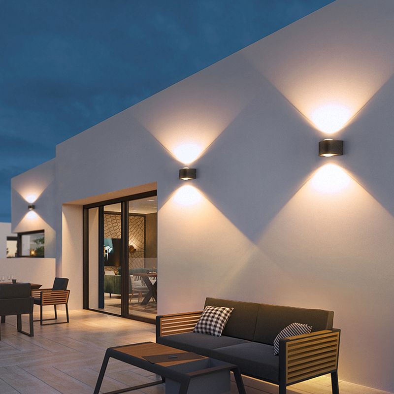 2 Light Geometric LED Wall Light Fixture Aluminum Wall Mounted Fixture in Black