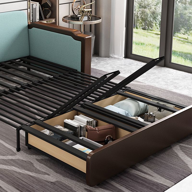 Contemporary Tufted Fabric Sofa Bed with Square Arms in Blue