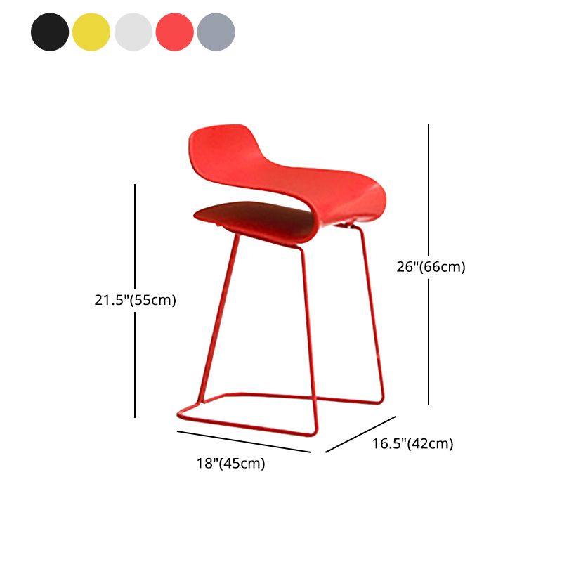 Nordic Stainless Steel Simple Barstool Low Back Indoor Tall Stool with Plastic Seat