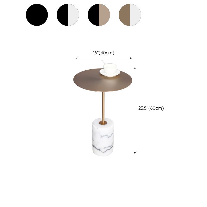 23.62 inch Tall Pedestal Side Table Metal and Marble Side End Table