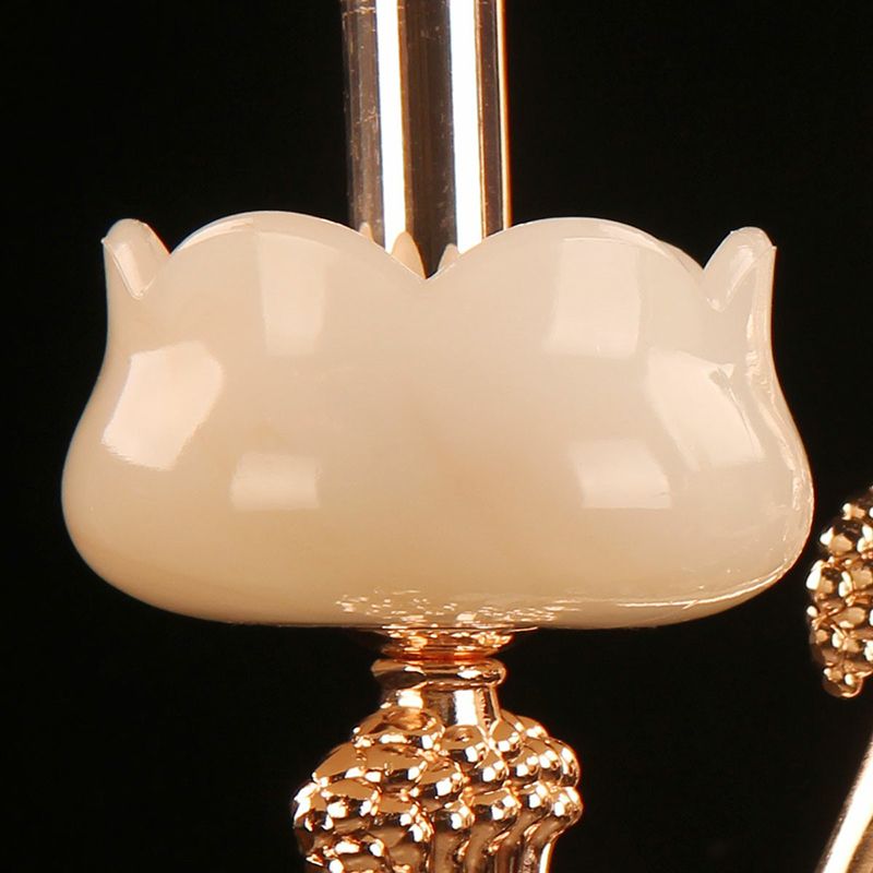 Faux Jade Kerze Wandleuchte traditionelle 2-Licht-Schlafzimmer Wandlampe mit Kristall-Deco in Gold
