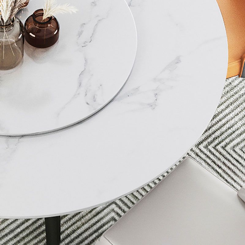 Traditional Luxury Dining Table Stone and Metal Round Tripod Base Dining Table