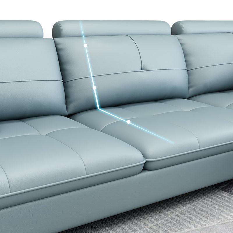 64"W Scandinavian Sectional Sofa Storage Leather Tufted Sectional