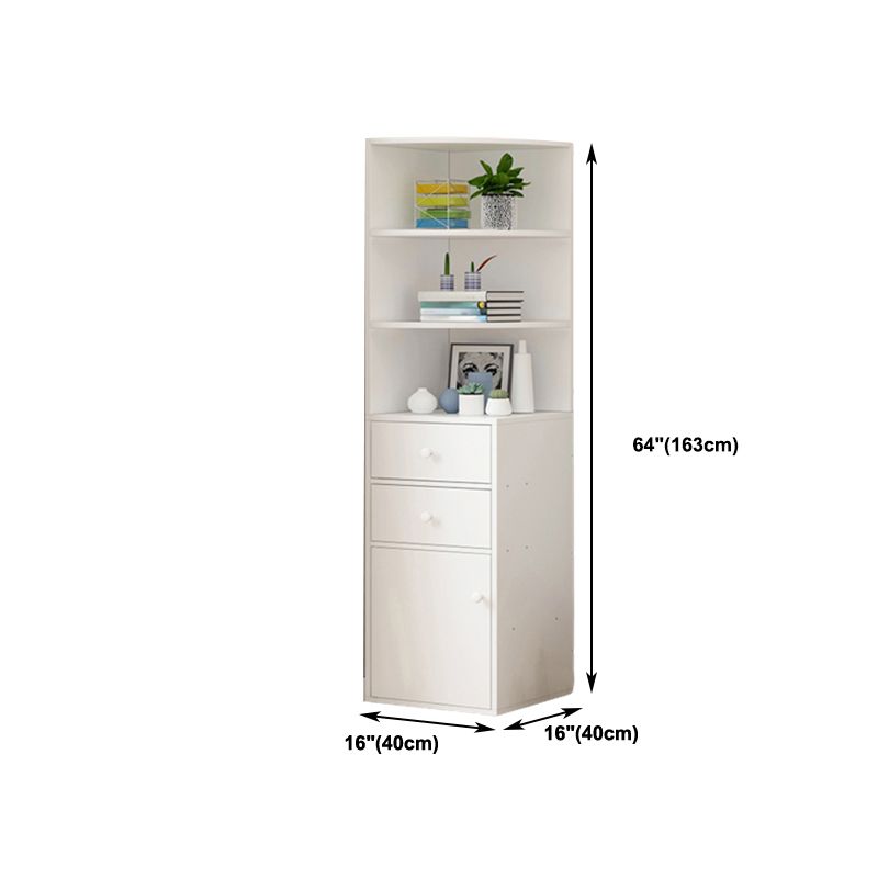Corner Shelf Bookcase White Bookshelf with Doors for Home Office