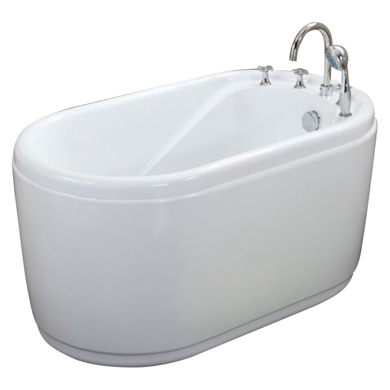 Stand Alone Acrylic Bathtub Modern Oval Left-Hand Drain Bath Tub