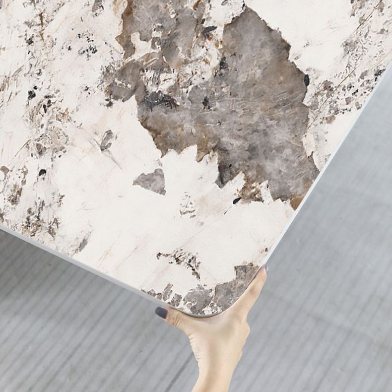 Glam Sintered Stone Table Rectangle Table with Metal Legs for Kitchen