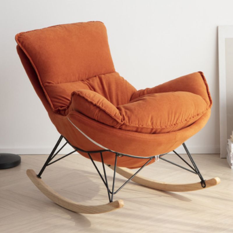Modern Orange Rocking Chair Leather Tear Resistant Rocker Chair for Living Room