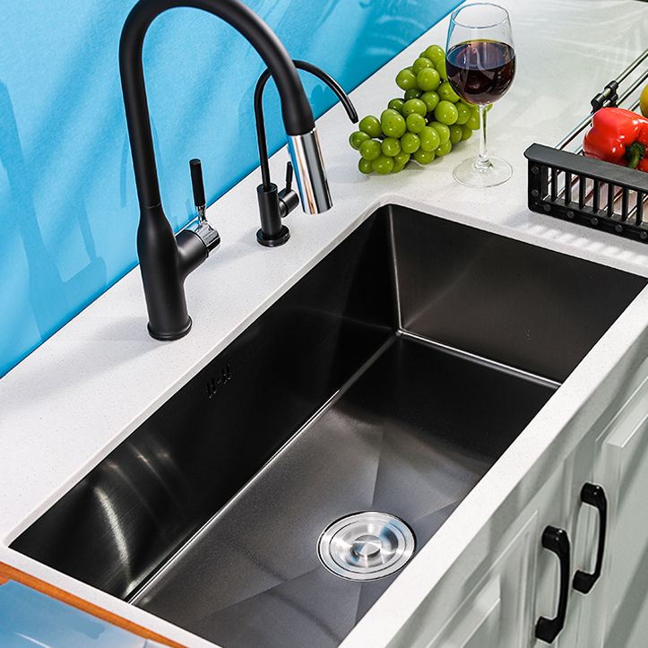 Black Single Bowl Kitchen Sink Stainless Steel Sink with Soap Dispenser