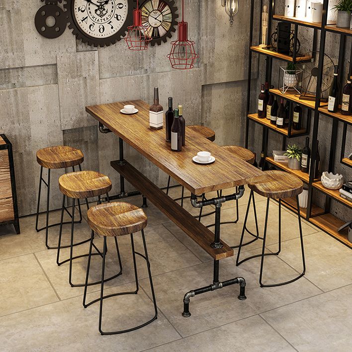 Industrial Rectangle Pub Table Set 1/2/4/7 Pieces Wooden Counter Table with Stools