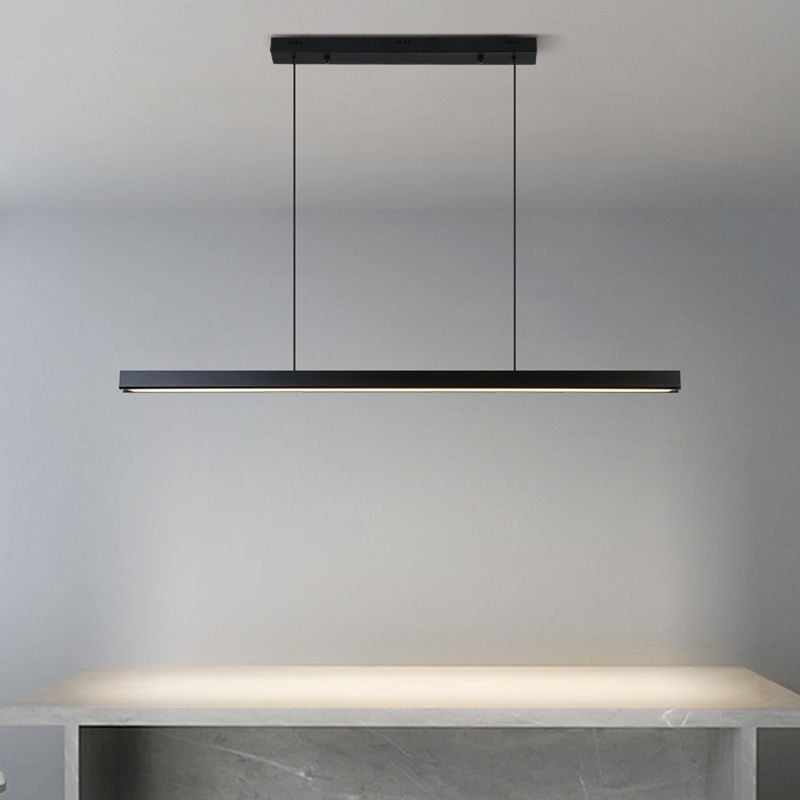 Simple Shape Hanging Island Light Modern Chandelier Light Fixture in Black for Dining Room