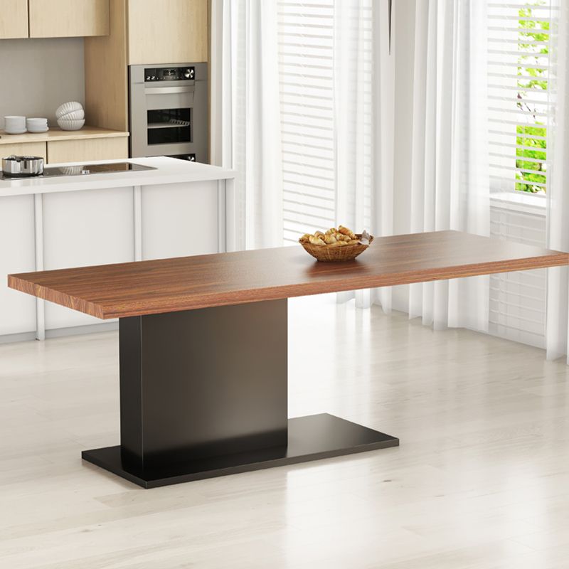 Brown Dining Table Solid Wood Rectangle Contemporary Style Dinner Table