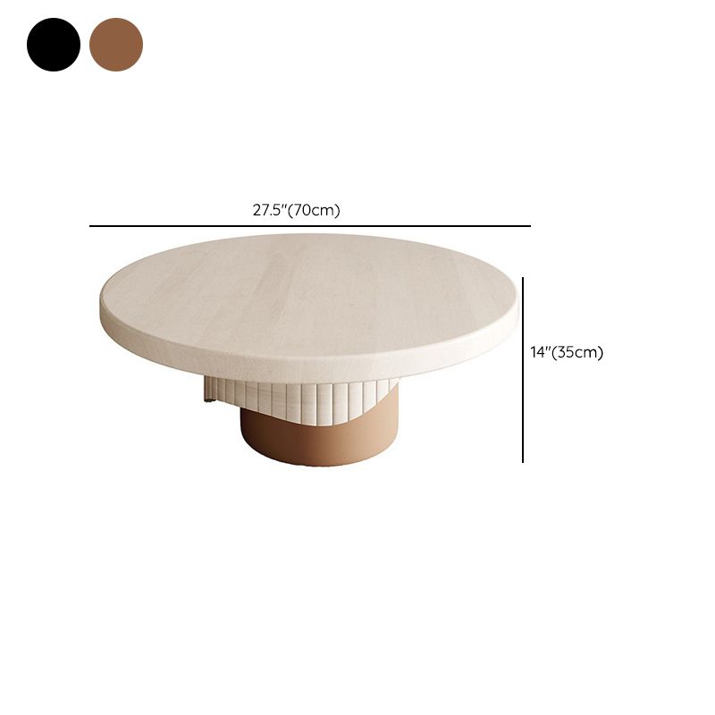 Single Coffee Table Pedestal Solid Wood Round Cocktail Table