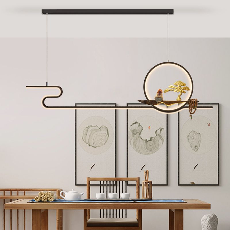 Ideas de iluminación de isla lineal Iluminación colgante de 2 luces de metal contemporáneo