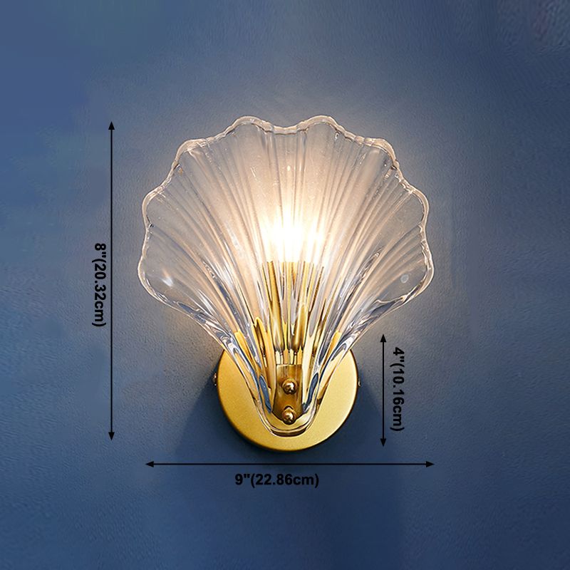 Luz de pared de vidrio de forma única estilo moderno de 1 luces de montaje de pared de luz en latón
