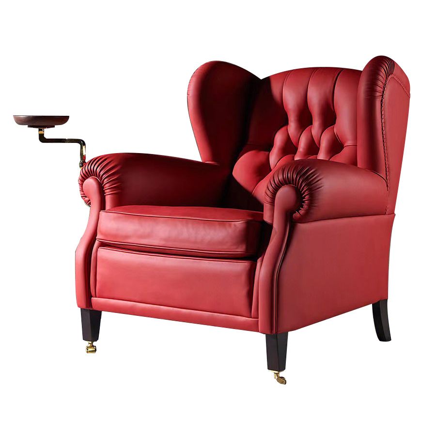 Glam Tufted Back Arm Chair Solid Color Rolled Arms Armchair for Living Room