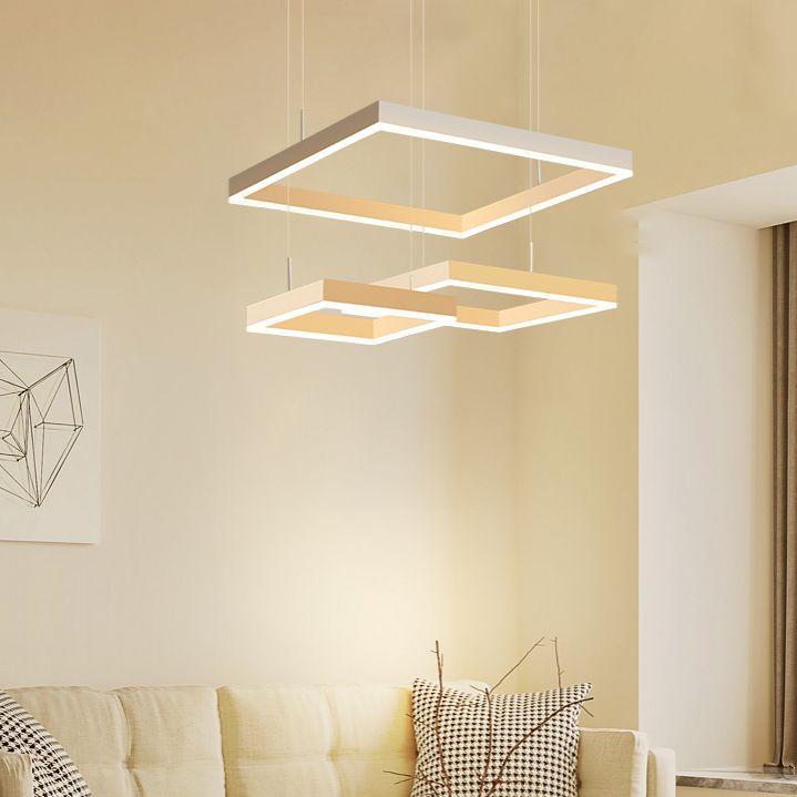 Moderne verlichting kroonluchters Meerdere vierkanten Opgeslepen verlichtingsarmaturen voor woonkamer