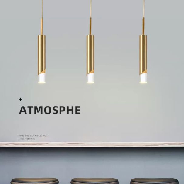 Pendante LED en aluminium dans la lumière suspendue cylindrique en acrylique moderne pour chambre à coucher