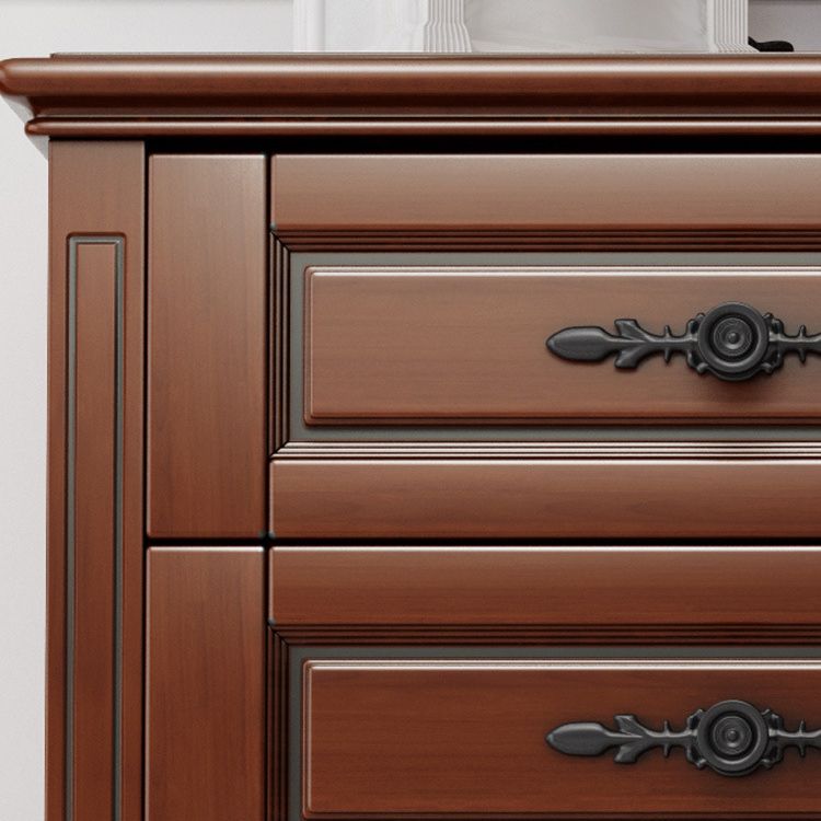 Rubberwood Rectangle Accent Chest with Wooden Turned Legs and 5 Drawers
