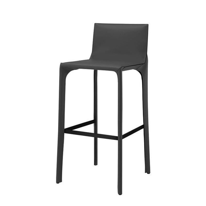 Modern Faux Leather Counter Stool Square Low Back Bar Stool with Footrest