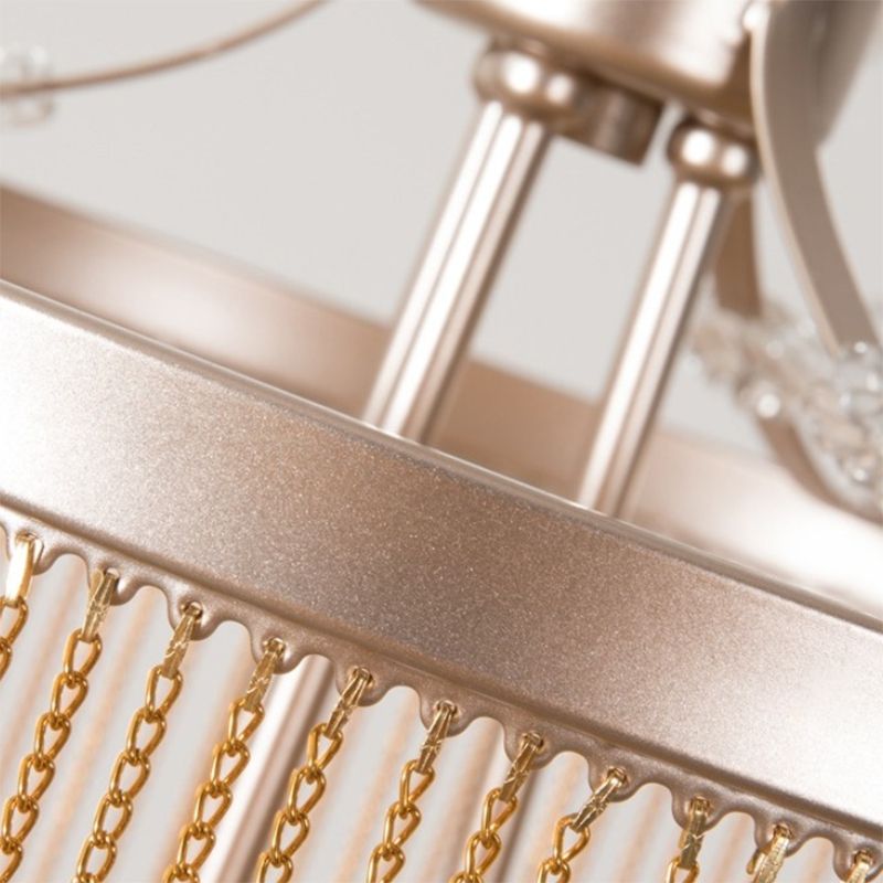 Luz de araña de hilo de cristal de cilindro Modern 3/5/6 Luces de techo dorado Luz de techo, 15 "/19.5" /24.5 "de ancho