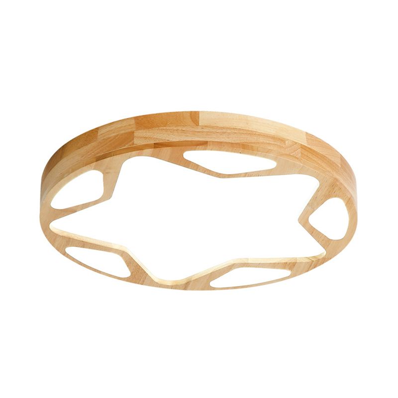 Lámpara de techo LED moderna de madera acrílica de techo de color estelar de jardín de infantes en beige