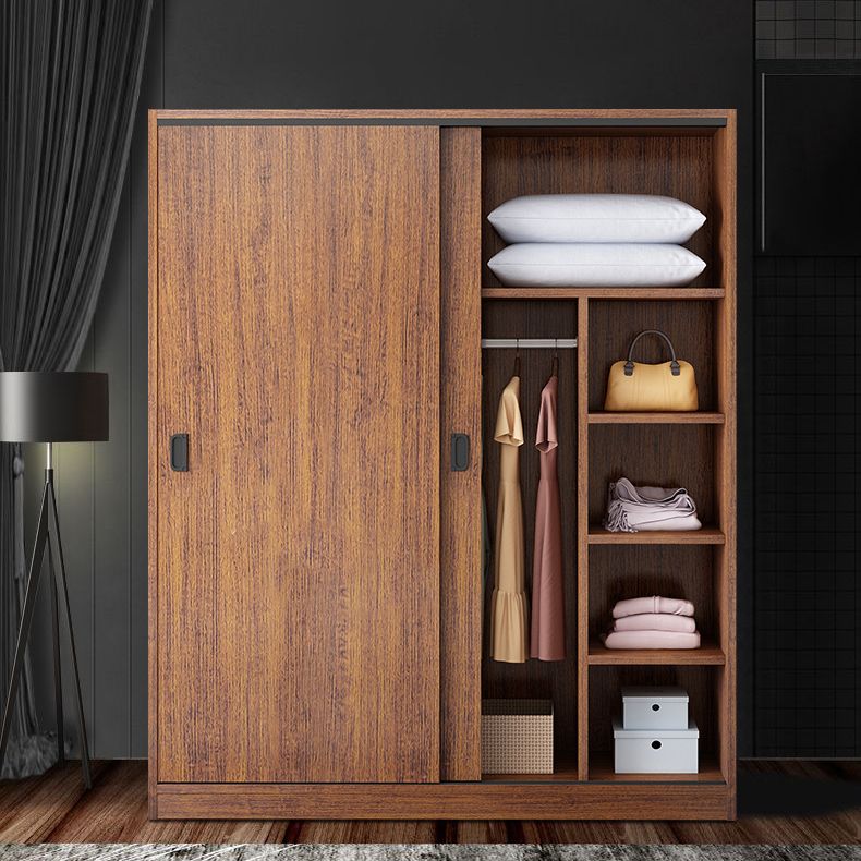 Engineered Wood Wardrobe Armoire Modern Storage Cabinet with Shelves
