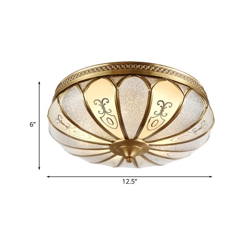 Lotus Frosted Glass Ceiling Flush Colonial 3/4/5 Heads Bedroom Flush Mount Light Fixture in Gold