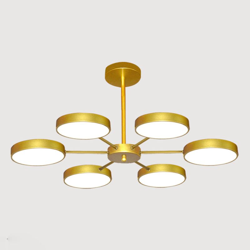 Modern Metal Chandelier Light Fixtures Round Multi-Head Suspension Pendant Lamps