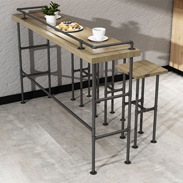 Modern 1/3/4 Pieces Bar Table Set Rectangle Pine Wood Counter Table with High Stools