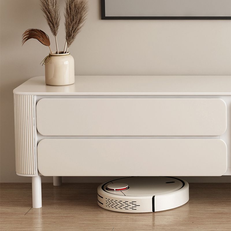 4 Legs White Slate Rectangular Cocktail Table with Storage Drawers