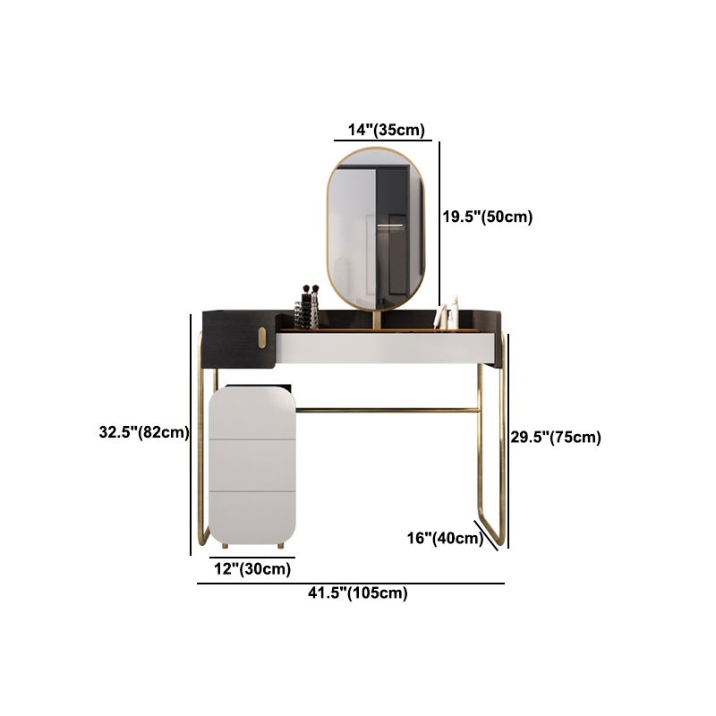 Contemporary Glass Vanity Makeup Dressing Table Set with Mirror & Stool - 32.38" H