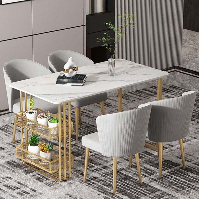 Metal Modern Rectangle Indoor Table Sintered Stone Table for Kitchen and Dining Room